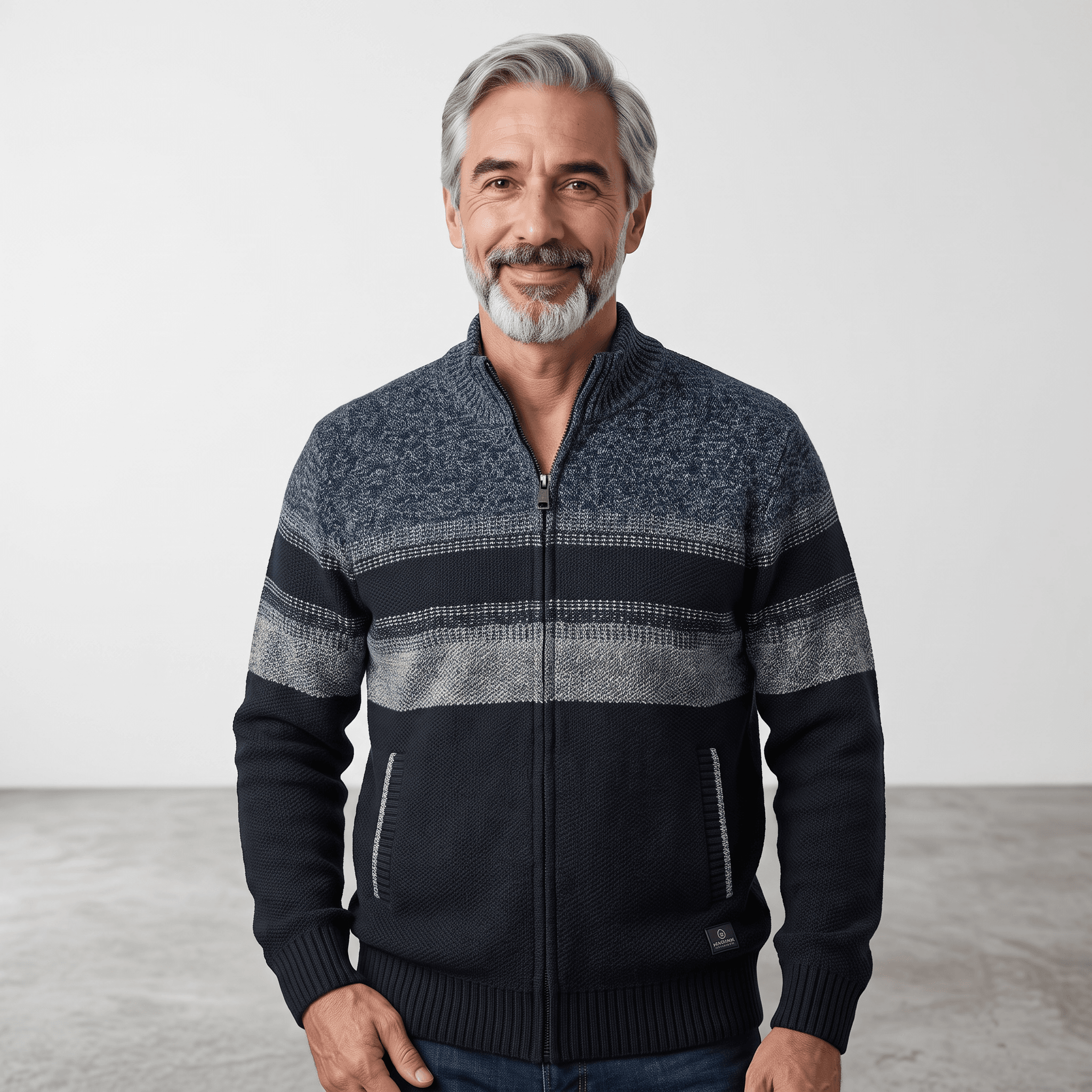 Pull Zippé À Col Montant – Rayures 4 Pull Zippé À Col Montant – Rayures – Image 4