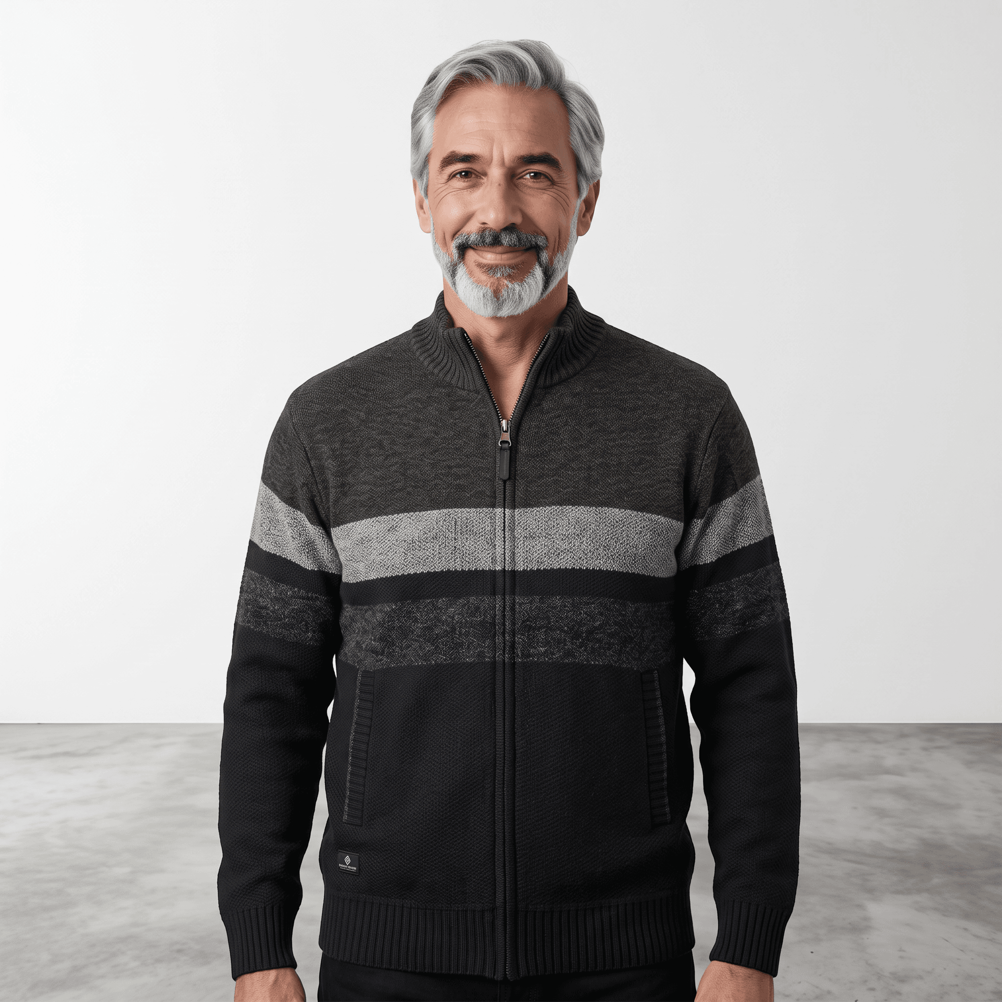 Pull Zippé à Col Montant – Rayures <strong><span style="color:#ad6a27;">BIENTÔT DISPONIBLE EN MAGASIN</span></strong>