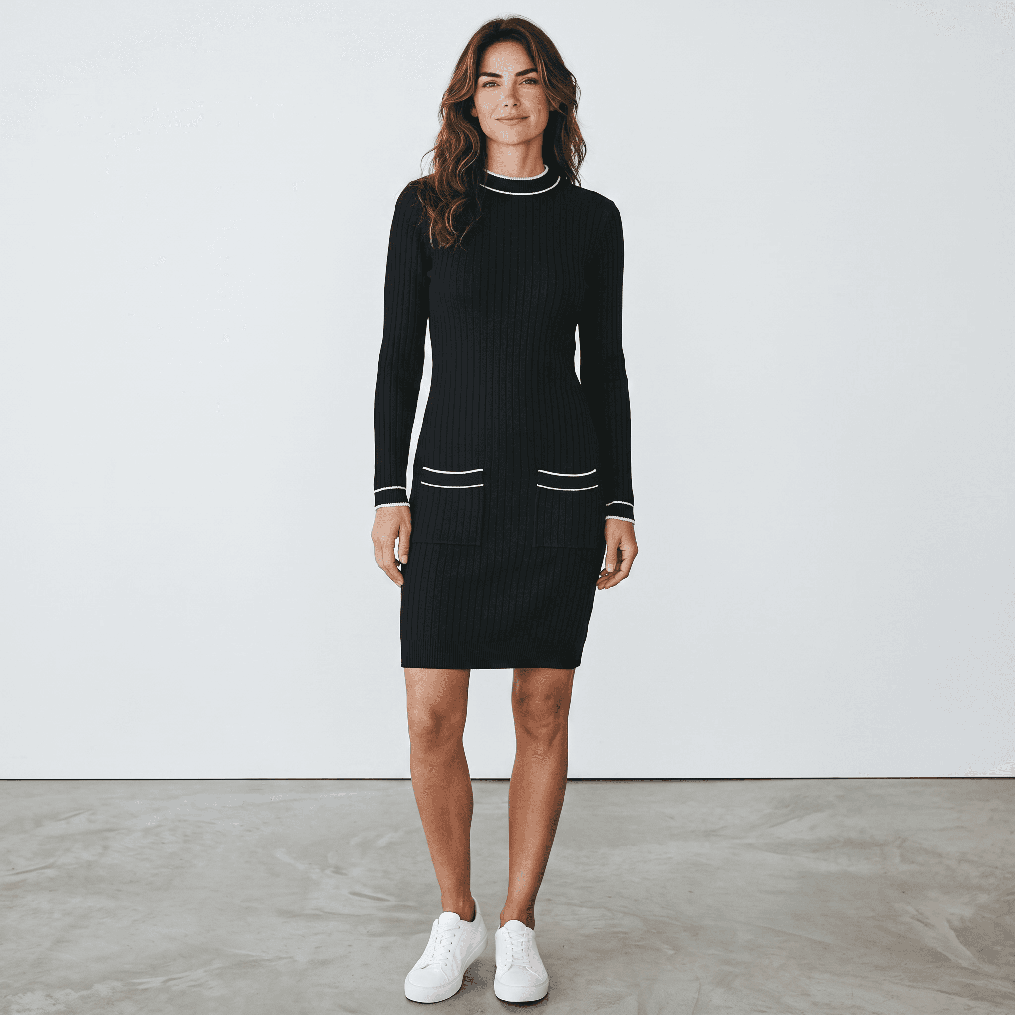 Robe en tricot côtelé à manches longues <strong><span style="color:#ad6a27;">BIENTÔT DISPONIBLE EN MAGASIN</span></strong>
