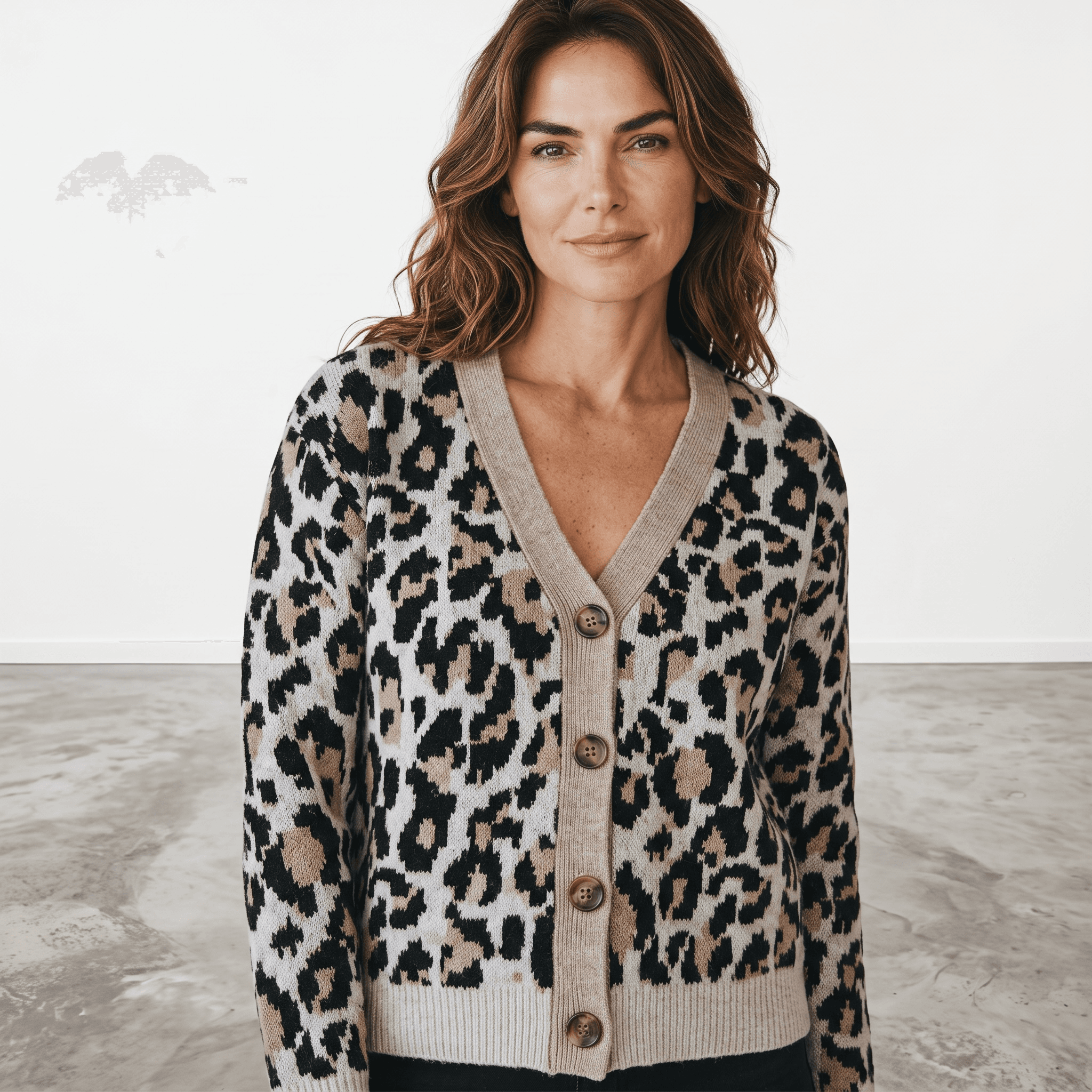 Veste en tricot à imprimé léopard