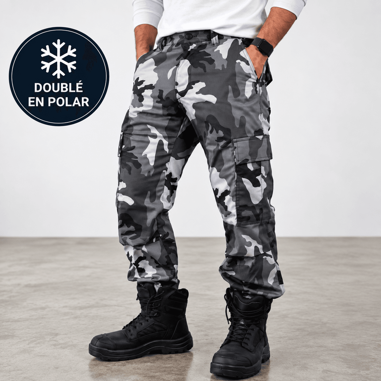 Pantalon camouflage Doublé en polar, couleurs variées