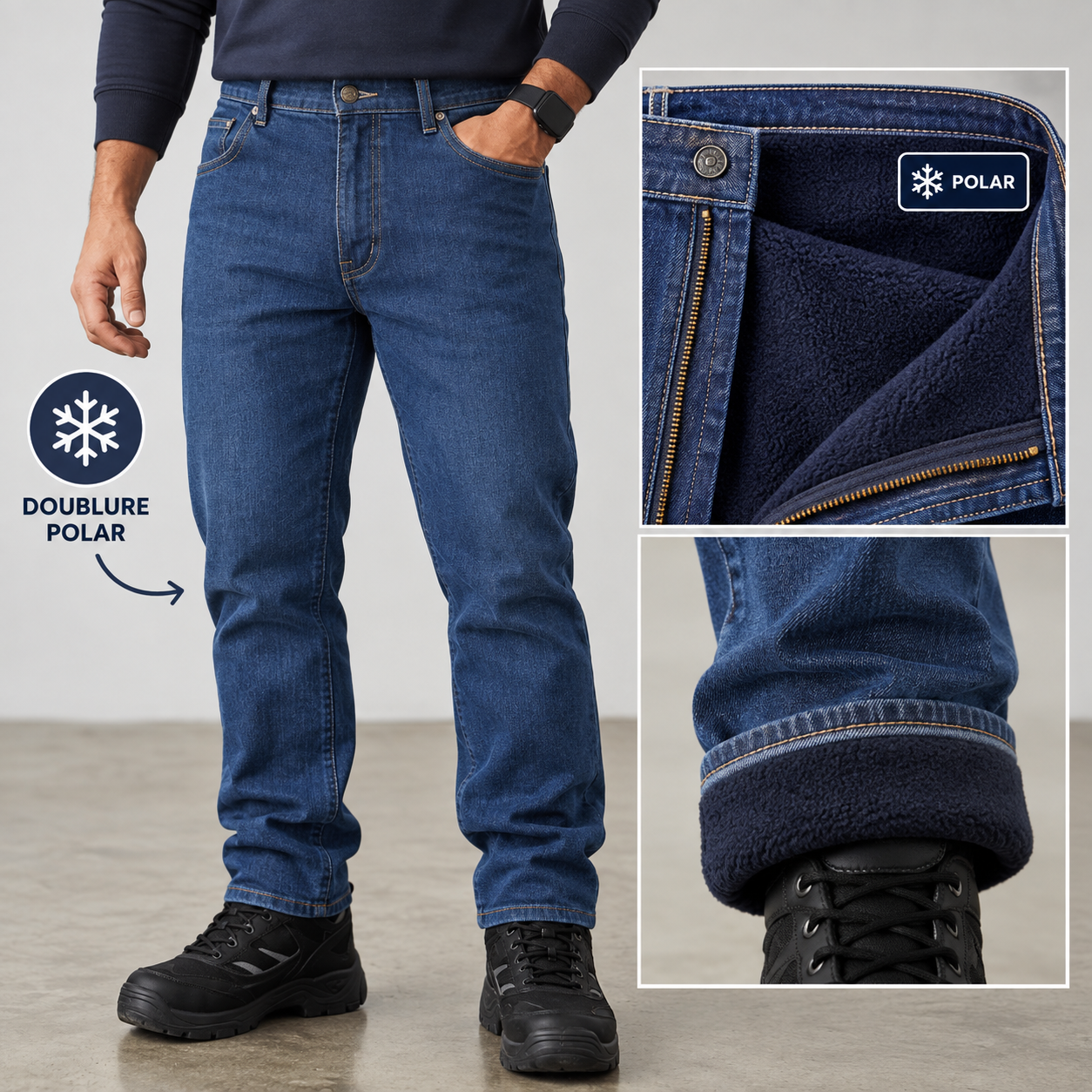 Jeans Extensible Doublé En Polar 2 Jeans Extensible Doublé En Polar – Image 2