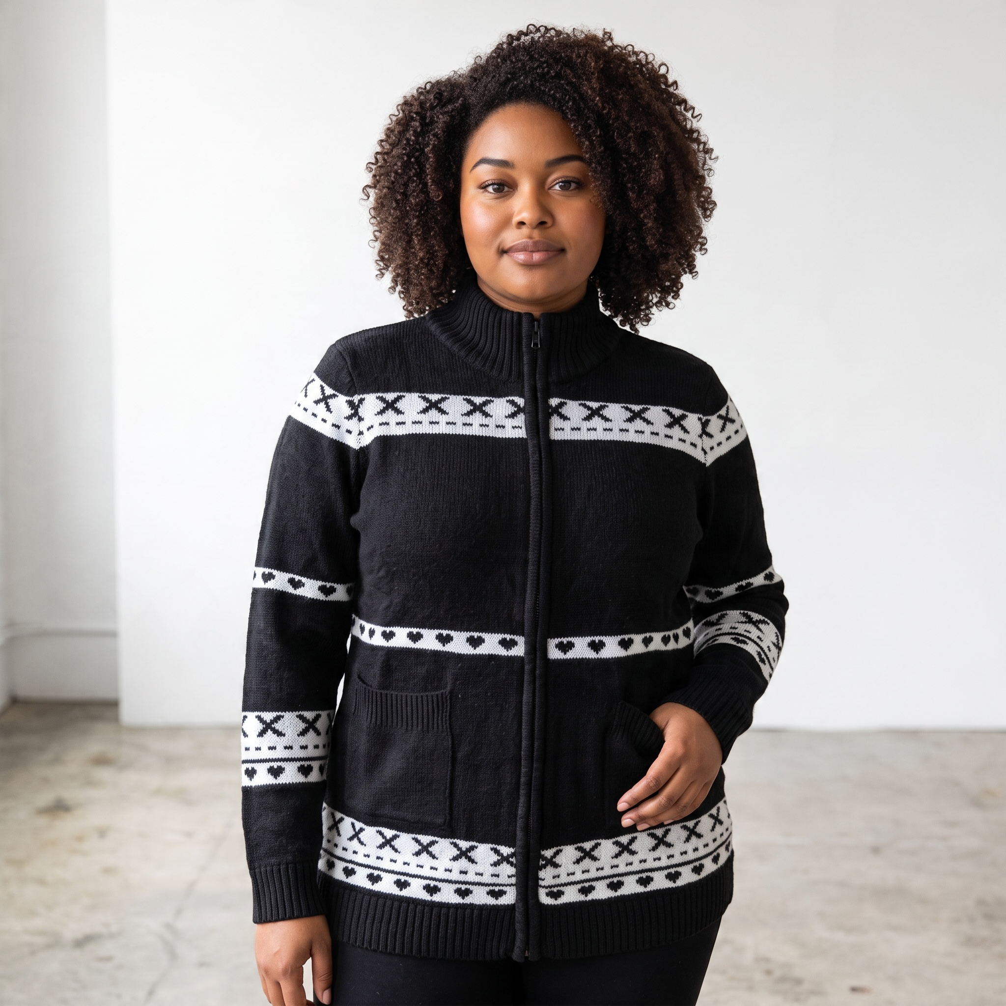 Veste en Tricot pour Femme à Motifs Contrastés <strong><span style="color:#ad6a27;">BIENTÔT DISPONIBLE EN MAGASIN</span></strong>
