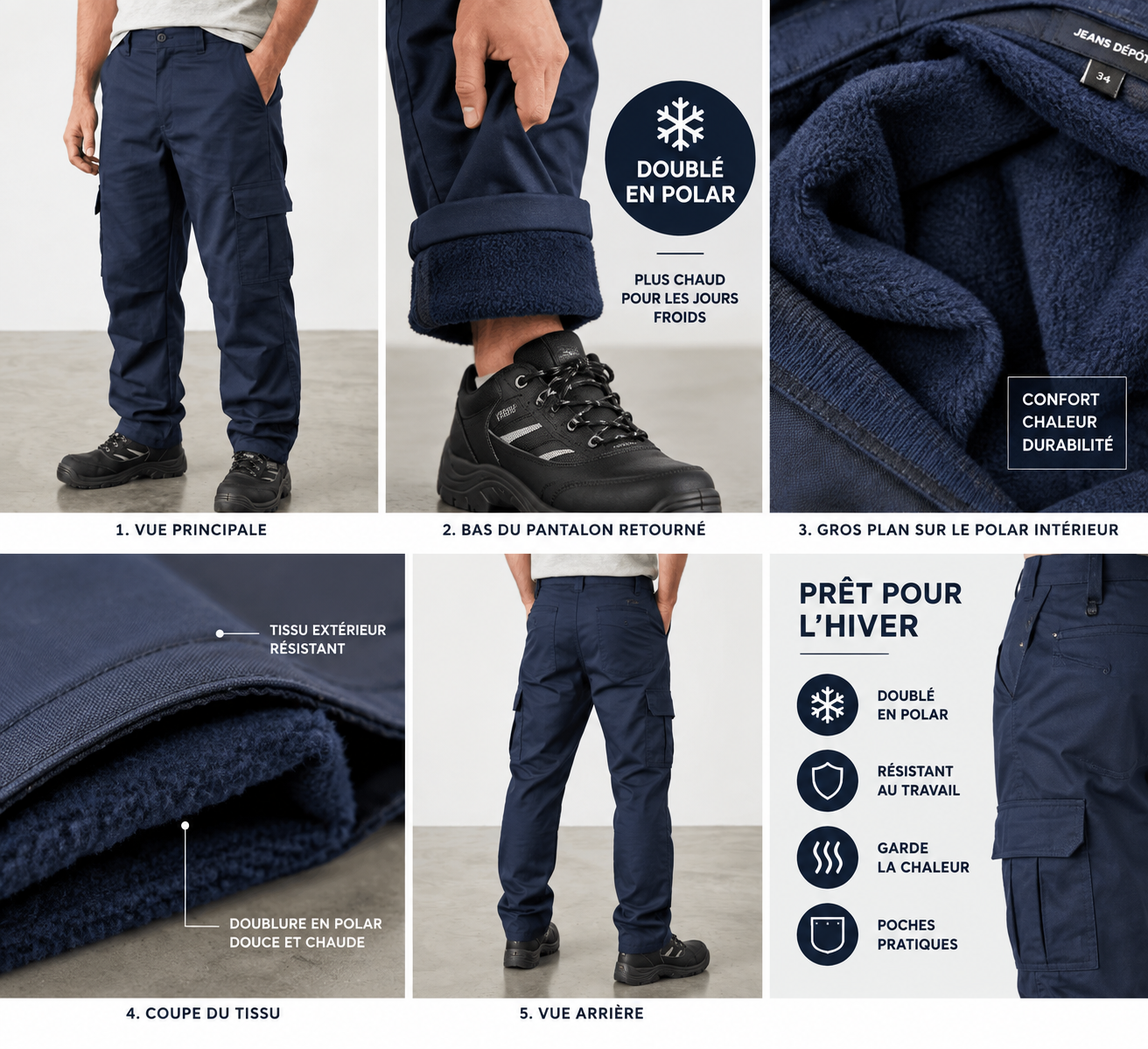 Pantalon De Travail Extensible Doublé Polar 4 Pantalon De Travail Extensible Doublé Polar – Image 4