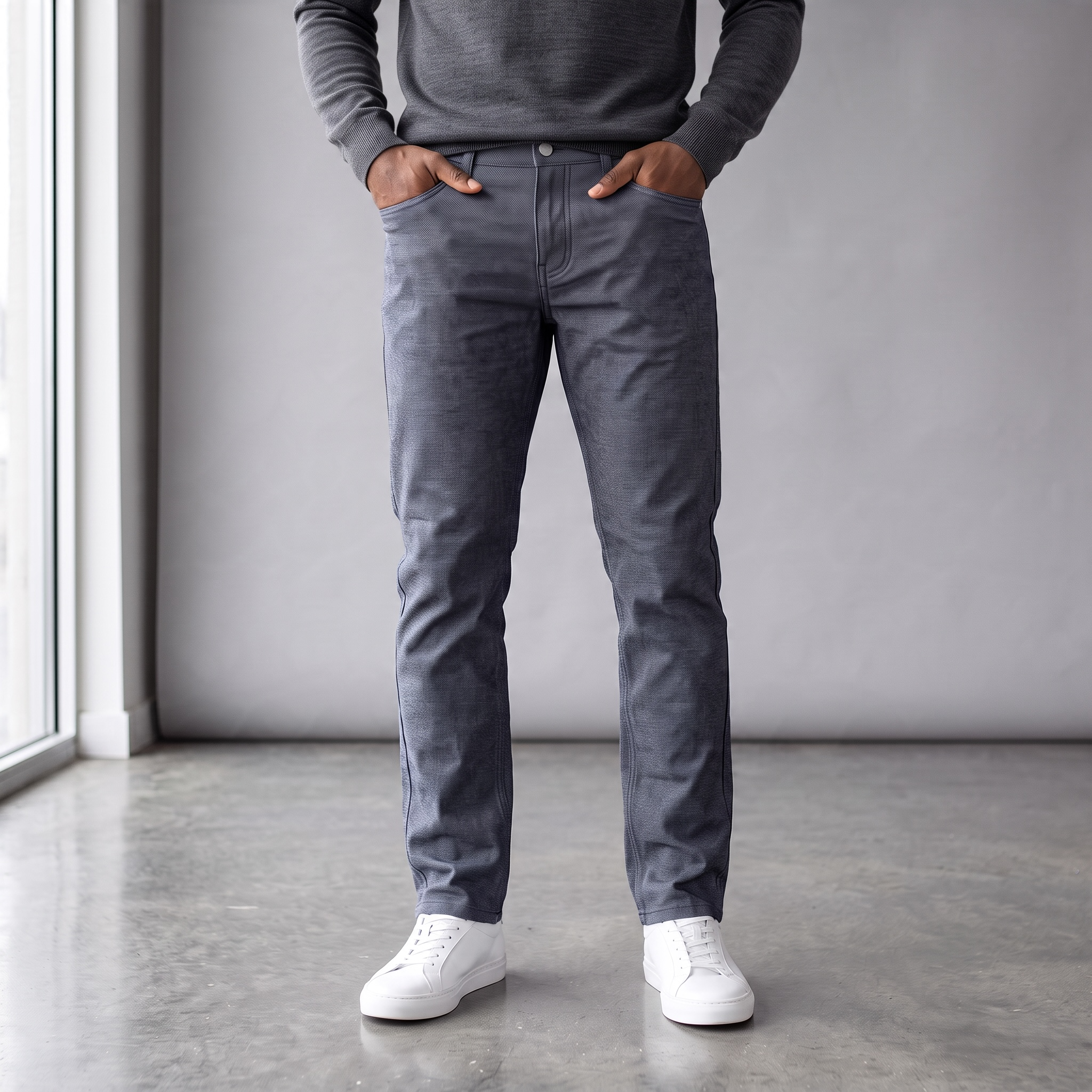 Pantalon Sport Chic Point Zero Dynamik Flex Pour Homme – Denim Chiné 2 Pantalon Sport Chic Point Zero Dynamik Flex Pour Homme – Denim Chiné – Image 2